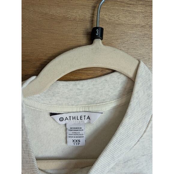 NWT ATHLETA Forever Fleece Sweatshirt Women’s 2XS Fog Gray Heather Pullover Crew - Picture 4 of 4